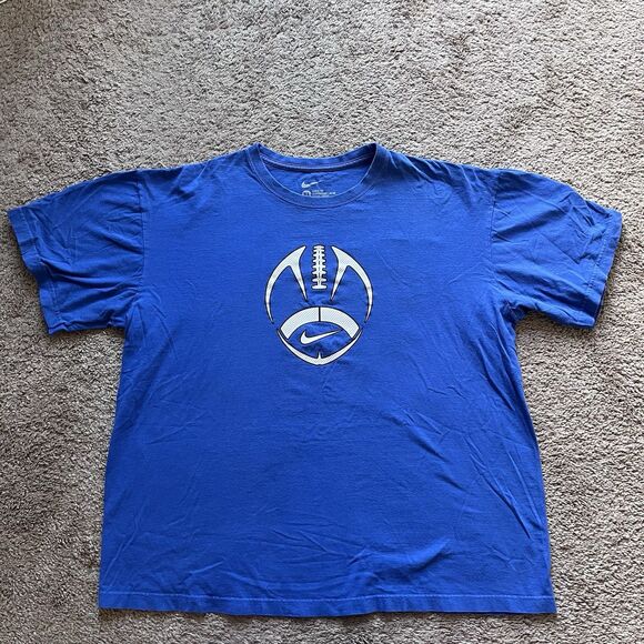 Nike Loose Fit Football Tee – XL – Blue – Swoosh Graphic Shirt - Picture 1 of 6